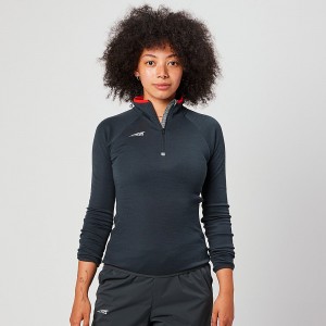 Altra CORE MERINO WOOL 1/2 ZIP Oberteile Damen Schwarz | Schweiz AL5294D71