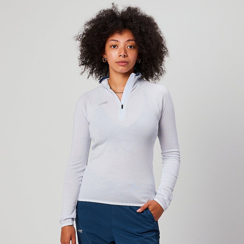 Altra CORE MERINO WOOL 1/2 ZIP Oberteile Damen Hellblau | Schweiz AL1862F62