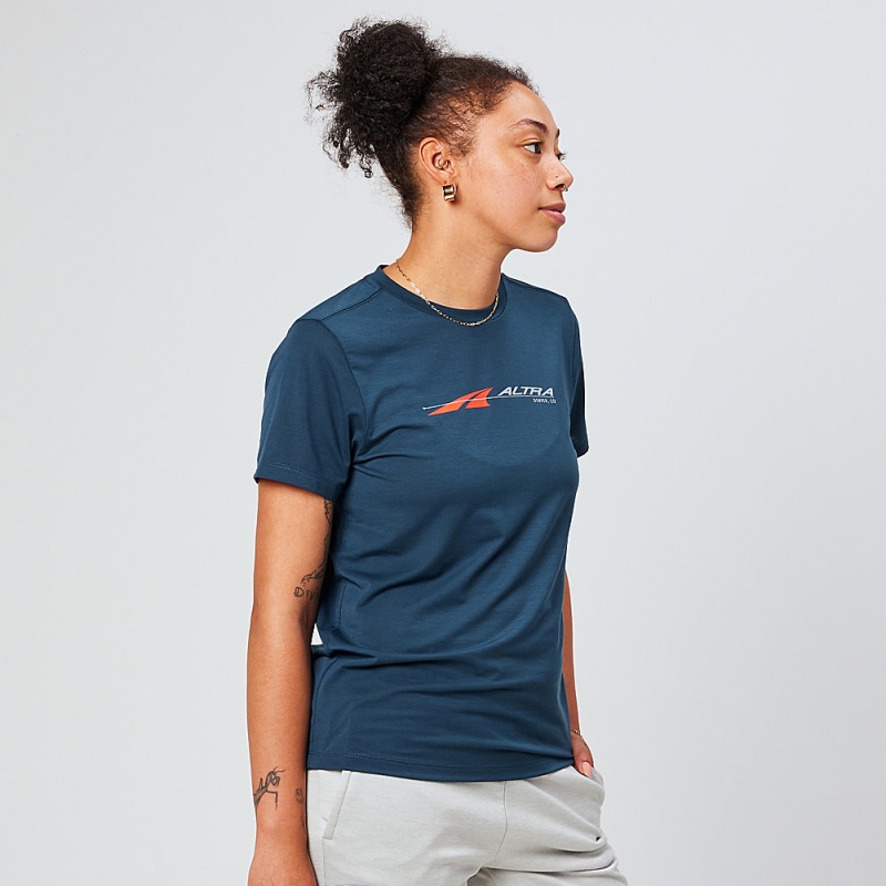 Altra EVERYDAY PERFORMANCE SHORT SLEEVE T-Shirt Damen Navy | Schweiz AL2018C72