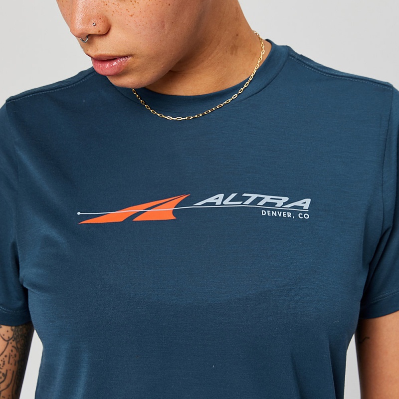 Altra EVERYDAY PERFORMANCE SHORT SLEEVE T-Shirt Damen Navy | Schweiz AL2018C72